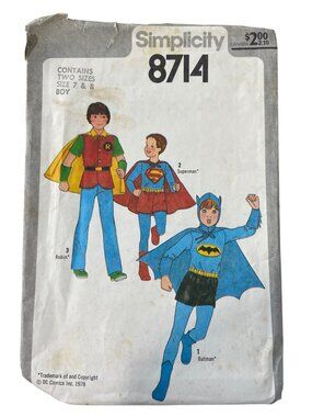 Vintage 70s Simplicity 8714 Sewing Pattern Sizes 7 & 8 Boys Costumes Cosplay CUT